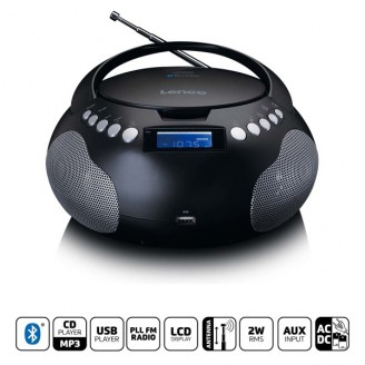 Draagbare radio CD/MP3 met USB en Bluetooth Zwart
