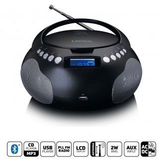 Draagbare radio CD/MP3 met USB en Bluetooth Zwart