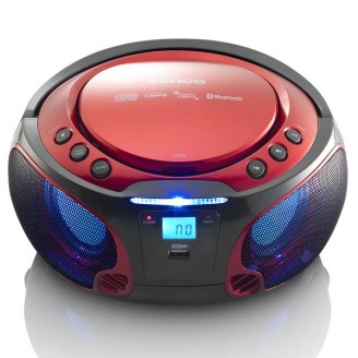 SCD-550RD Draagbare FM-radio CD/MP3/USB/Bluetooth-spelerÂ® met LED-verlichting Rood