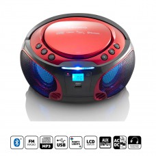 Draagbare FM-radio CD/MP3/USB/Bluetooth-speler met LED-verlichting Rood