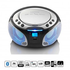 Draagbare FM-radio CD/MP3/USB/Bluetooth-speler met LED-verlichting Zilver