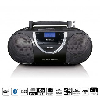 Draagbare DAB+ en FM-radio met CD-cassette en Bluetooth Zwart