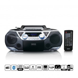 Draagbare Boombox met DAB+/FM-radio, Bluetooth, CD, cassetterecorder en USB-speler Zilver