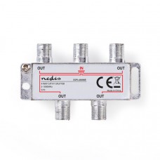 CATV-Splitter | 5 - 1000 MHz | Tussenschakeldemping: 8.0 dB | Outputs: 4 | 75 Ohm | Zink Legering