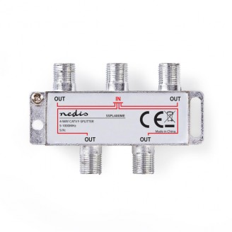 CATV-Splitter | 5 - 1000 MHz | Tussenschakeldemping: 8.0 dB | Outputs: 4 | 75 Ohm | Zink Legering