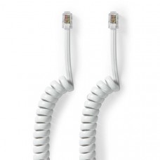 Telecomkabel | RJ10 Male | RJ10 Male | 2.00 m | Kabel design: Gekruld | Kabeltype: RJ10 | Wit