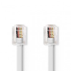 Telecomkabel | RJ11 Male | RJ11 Male | 5.00 m | Kabel design: Plat | Kabeltype: RJ11 | Transparant / Wit