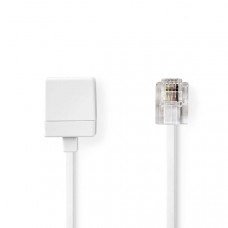 Telecomverlengkabel | RJ11 Male | RJ11 Female | 5.00 m | Kabel design: Plat | Kabeltype: RJ11 | Wit | Label