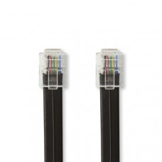 Telecomkabel | RJ12 Male | RJ12 Male | 1.00 m | Kabel design: Plat | Kabeltype: RJ12 | Zwart | Label