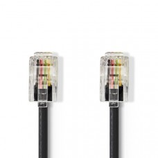 Telecomkabel | RJ10 Male | RJ10 Male | 5.00 m | Kabel design: Gekruld | Kabeltype: RJ10 | Zwart | Envelop