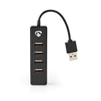 USB-Hub | USB-A Male | 4x USB A Female | 4-Poorts poort(en) | USB 2.0 | USB Gevoed