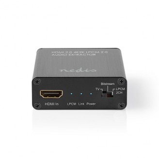 HDMI-Extractor | HDMI Input | HDMI Output / TosLink Female / 1x 3,5 mm | Maximale resolutie: 4K@60Hz | 18 Gbps | Metaal | Antraciet | Gift Box