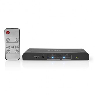 HDMI-Extractor | 2x HDMI Input | TosLink Female / 1x HDMI Output / 2x RCA / 3.5 mm | Maximale resolutie: 4K@60Hz | 18 Gbps | Metaal | Antraciet | Doos