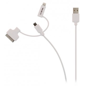 3-in-1 Data en Oplaadkabel USB A Male - Micro-B Male 1.00 m Wit