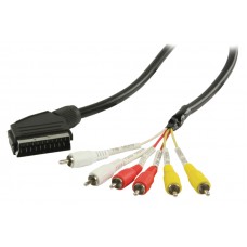 SCART Kabel SCART Male - 6x RCA-Connector 2.00 m Zwart