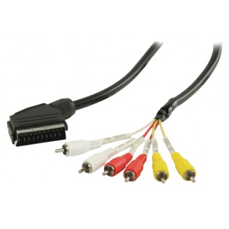 SCART Kabel SCART Male - 6x RCA-Connector 2.00 m Zwart