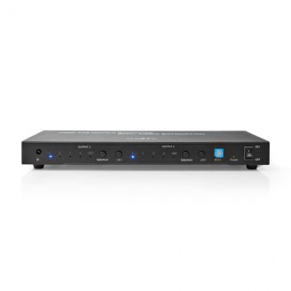 HDMI Matrix-Switch | 4 x 2-Poorts poort(en) | 4x HDMI Input | 2x 3,5 mm / 2x HDMI Output / 2x TosLink | 4K@60Hz | 18 Gbps | Afstandbestuurbaar | Metaal | Antraciet