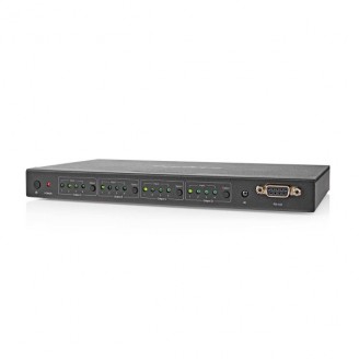 HDMI Matrix-Switch | 4 x 4-Poorts poort(en) | DC Power / 1x RS232 / 4x HDMI Input | 4x HDMI Output | 4K@60Hz | 18 Gbps | Afstandbestuurbaar | Metaal | Zwart