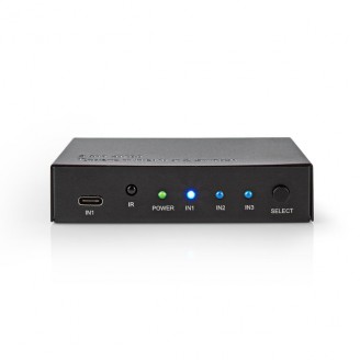 HDMI-Switch | 3 poort(en) | 1x USB-CT / 2x HDMI Input | 1x HDMI Output | 4K@60Hz | 18.0 Gbps | Metaal | Antraciet