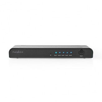 HDMI-Switch | 5-Poorts poort(en) | 5x HDMI Input | 1x HDMI Output | 4K@60Hz | 18 Gbps | Afstandbestuurbaar | Metaal | Antraciet