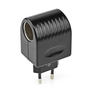 Stopcontact-Adapter | Type C (CEE 7/16) | 100 - 240 V AC 50/60 Hz | 12 V DC | 6 W | Netvoeding | 0.3 A | Zwart | Kunststof