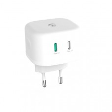 Oplader | 45 W | GaN | Snellaad functie | 2.25 / 3.0 A | Outputs: 2 | 2x USB-CT | Automatische Voltage Selectie