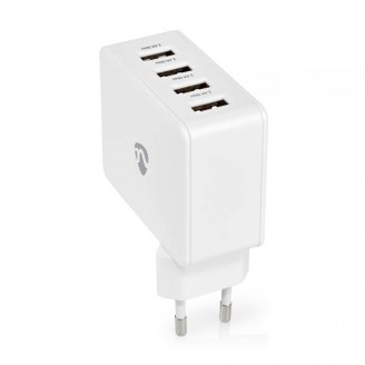 Oplader | 24 W | Snellaad functie | 4x 2.4 A | Outputs: 4 | 4x USB-A | Geen Kabel Inbegrepen | Single Voltage Output