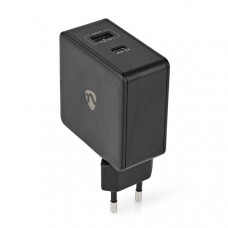 Oplader | 57 W | Snellaad functie | 2.25 / 2.4 / 3.0 A | Outputs: 2 | USB-A / USB-CT | Geen Kabel Inbegrepen | Automatische Voltage Selectie