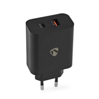 Oplader | 65 W | Snellaad functie | 2.0 / 2.25 / 3.25 A | Outputs: 2 | USB-A / USB-CT | Automatische Voltage Selectie