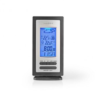 Weerstation | Binnen & Buiten | Inclusief draadloze weersensor | Weersvoorspelling | Tijdweergave | LCD-Scherm | Wekkerfunctie