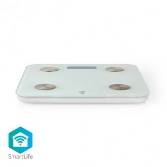 SmartLife Personenweegschaal | Wi-Fi | BMR / Botten / Gewicht / Spieren / Vet / Water | 8 | Piekbelasting: 180 kg | AndroidT / IOS | Glas | Wit