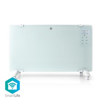 SmartLife Convectorkachel | Wi-Fi | Geschikt voor badkamer | Glazen Paneel | 2000 W | 2 Warmte Standen | LED | 15 - 35 Â°C | Instelbare thermostaat | Wit