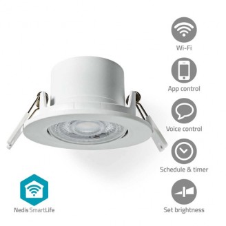 SmartLife Plafondlamp | Wi-Fi | Warm tot Koel Wit | Rond | Diameter: 52 mm | 360 lm | 2700 - 6500 K | IP20 | Energieklasse: F | AndroidT / IOS