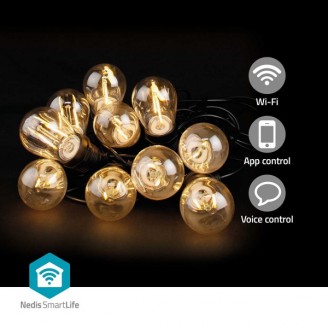 SmartLife Decoratieve Verlichting | Feestverlichting | Wi-Fi | Warm Wit | 10 LED's | 9.00 m | AndroidT | Diameter bulb: 45 mm