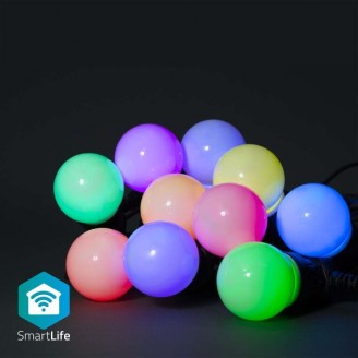 SmartLife Decoratieve Verlichting | Feestverlichting | Wi-Fi | RGB / Wit | 10 LED's | 9.00 m | AndroidT | Diameter bulb: 50 mm