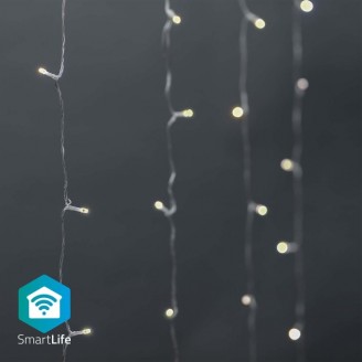 SmartLife-kerstverlichting | Gordijn | Wi-Fi | Warm tot Koel Wit | 200 LED's | 3 m | AndroidT / IOS