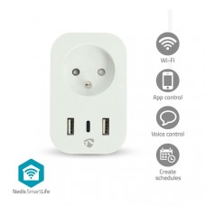 SmartLife Slimme Stekker | Wi-Fi | IP21 | Energiemeter | 3680 W | France / Type-E (CEE 7/6) / 1x USB-CT / 2x USB | 0 - 55 Â°C | AndroidT / IOS | Wit | 1 Stuks