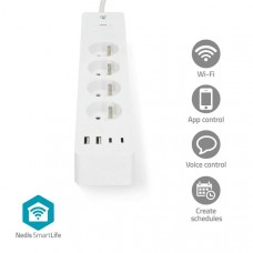 SmartLife Stekkerdoos | Wi-Fi | France / Type-E (CEE 7/6) / USB-A / USB-CT | 16 A | 3680 W | 2.00 m | 0 - 55 Â°C | AndroidT / IOS | Wit