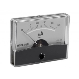 ANALOGE PANEELMETER VOOR DC STROOMMETINGEN 50µA DC / 60 x 47mm