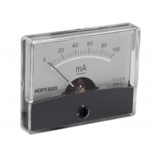 ANALOGE PANEELMETER VOOR DC STROOMMETINGEN 100mA DC / 60 x 47mm