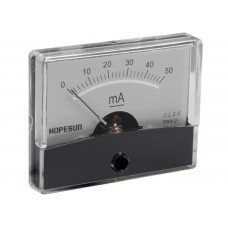 ANALOGE PANEELMETER VOOR DC STROOMMETINGEN 50mA DC / 60 x 47mm