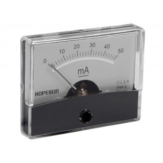 ANALOGE PANEELMETER VOOR DC STROOMMETINGEN 50mA DC / 60 x 47mm