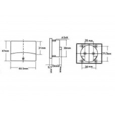 ANALOGE PANEELMETERVOOR DC SPANNINGSMETINGEN 30V DC / 60 x 47mm