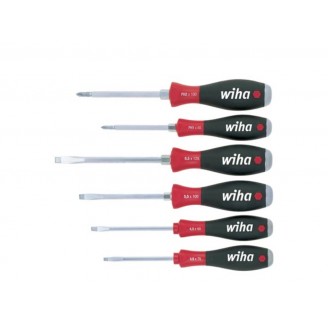 Wiha Schroevendraaierset SoftFinish sleufkop, Phillips 6-delig met doorgaande zeskantschacht en massieve stalen kap (21250)