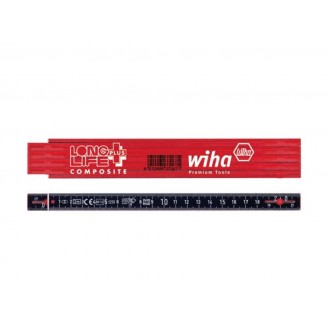 Wiha Duimstok LongLife  Plus Composite 2 m metrisch, 10 delen (37067) rood/ zwart