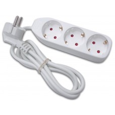 CONTACTDOOS MET 3 STOPCONTACTEN - 1.5 m KABEL - WIT - RANDAARDE