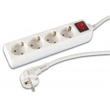 4-VOUDIGE STEKKERDOOS MET 3 STOPCONTACTEN EN SCHAKELAAR - 3 m KABEL - WIT - RANDAARDE