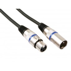 XLR-KABEL - XLR MANNELIJK naar XLR VROUWELIJK - 1 m - ZWART