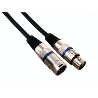 XLR-KABEL - XLR MANNELIJK naar XLR VROUWELIJK - 10 m - ZWART