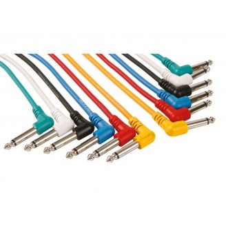 SET PATCHKABELS - JACK 6.35 mm MANNELIJK 90° naar JACK 6.35 mm MANNELIJK 90° - MONO - 1 m - 6 st.